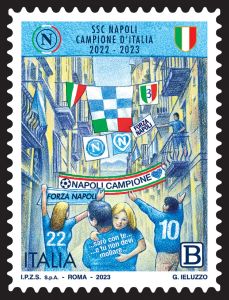 Napoli - Squadra vincitrice del Campionato di calcio di serie A (minifoglio da dodici francobolli)
