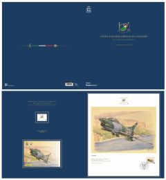 Cartella con Litografia Aeronautica militare - Litografia Aeritalia (FIAT) G.91 R-1 B